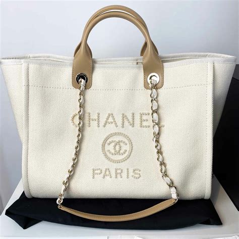 chanel canvas pearl tote|chanel canvas tote shopping bag.